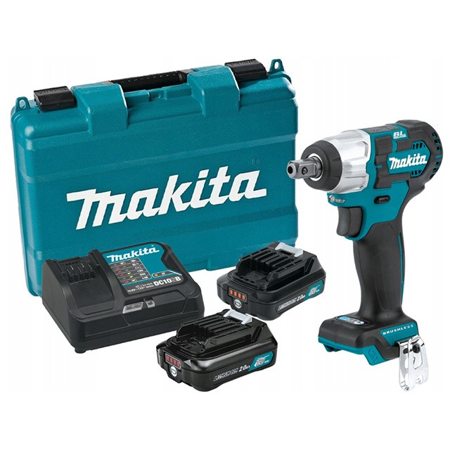 Гайковерт аккумуляторный MAKITA TW160DWAE (12 В) с 2-мя АКБ на 2.0 Ач, 3/8", 160 Нм, 1 скор., бесщет., кейс, вес 1.0 кг