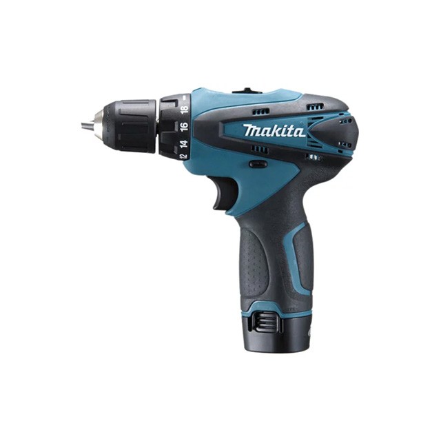 Дрель-шуруповерт аккумуляторная MAKITA DF330DWE (10.8 В) с 2-мя АКБ на 1.3 Ач, 24 Нм, 2 скор., кейс, вес 0.88 кг